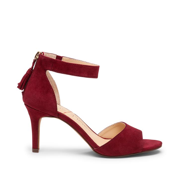 Sole Society Women's Maddison Suede Mid Heels Sandals Crimson Size 5 From Sole Society