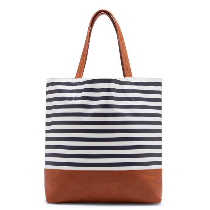Sole Society Sole Society Alva Vegan Stripe N/s Tote - Navy