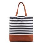 Sole Society Sole Society Alva Vegan Stripe N/s Tote - Navy