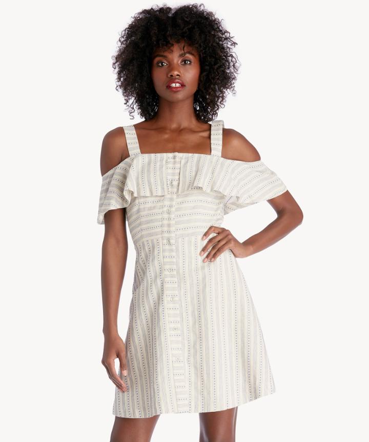 J.o.a. J.o.a. Button Down Cold Shoulder Dress