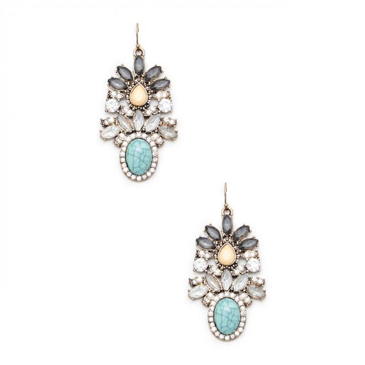 Sole Society Sole Society Floral Stone Drop Earrings - Multi-one Size