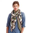 Sole Society Sole Society Horse Print And Stripe Scarf - Multi-one Size