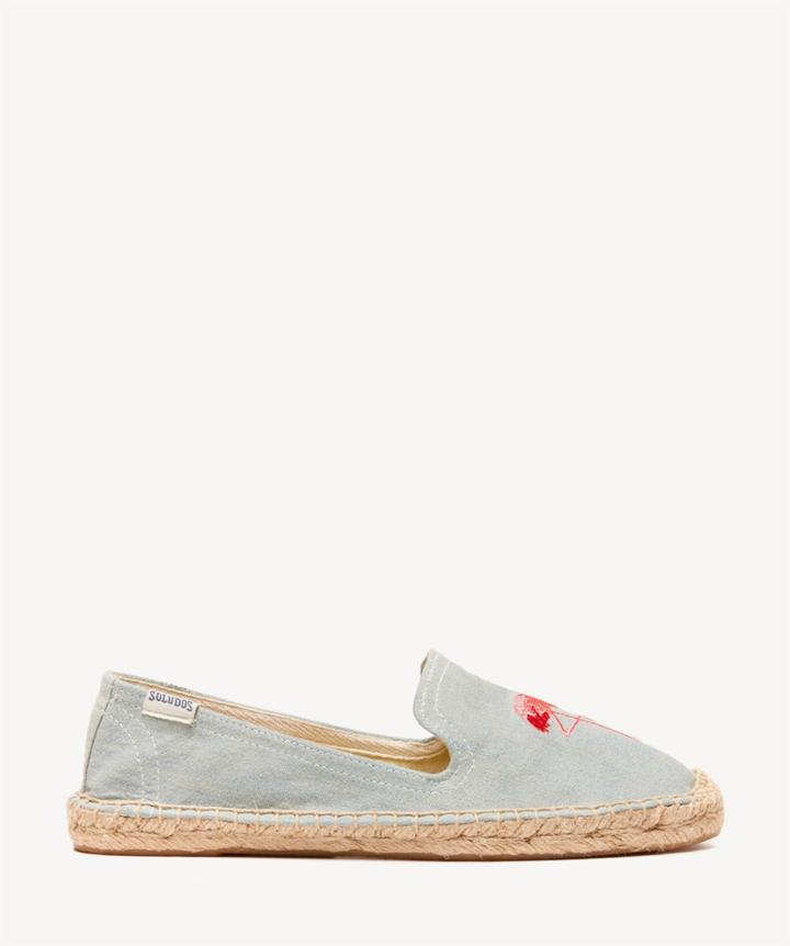 Soludos Soludos Smoking Slippers Embroidery Embroidered Espadrille Flamingos Chambray Size 6 Canvas From Sole Society