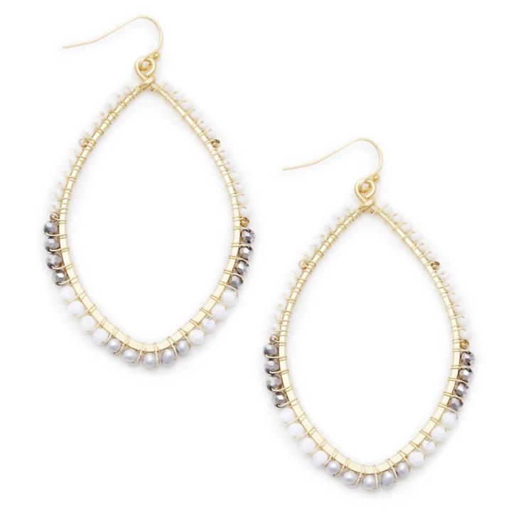 Sole Society Sole Society Beaded Teardrop Earrings - White Combo
