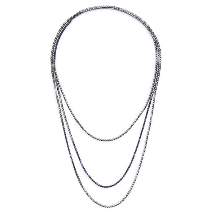 Sole Society Sole Society Dainty Layered Crystal Necklace - Navy-one Size