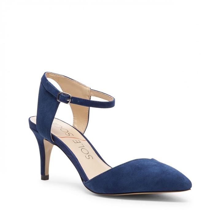 Sole Society Sole Society Laurent Ankle Strap Kitten Heel - Deep Blue-6