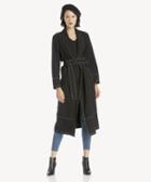Vince Camuto Vince Camuto Women's Notch Collar Bi Stretch Crepe Trench Coat In Color: Rich Black Size Xs From Sole Society