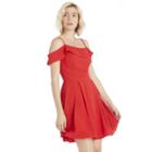 J.o.a. J.o.a. Fit And Flare Strappy Dress - Red-xs