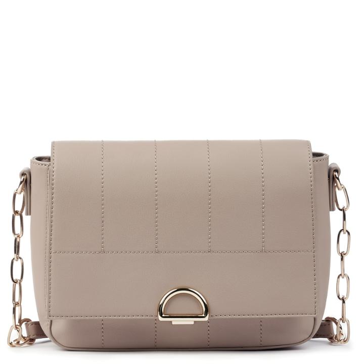 Sole Society Sole Society Colie Vegan Quilted Crossbody W/ Chain Strap - Taupe