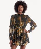 Astr Astr Women's Rachel Romper In Color: Black Mustard Floral Size Large From Sole Society