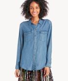 Sanctuary Sanctuary Women's Boyfriend For Life Shirt Denim In Color: Pacific Blue Size Xs From Sole Society