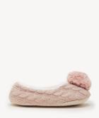 Sole Society Women's Cable Knit Slippers With Faux Fur Pom Pink Size S/m Acrylic Polyester From Sole Society