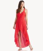 J.o.a. J.o.a. Lace Tulip Hem Open Back Dress Red Red Size Extra Small From Sole Society