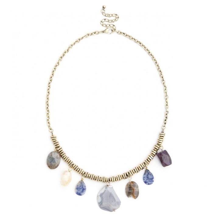 Sole Society Sole Society Natural Stone Chain Necklace - Multi-one Size