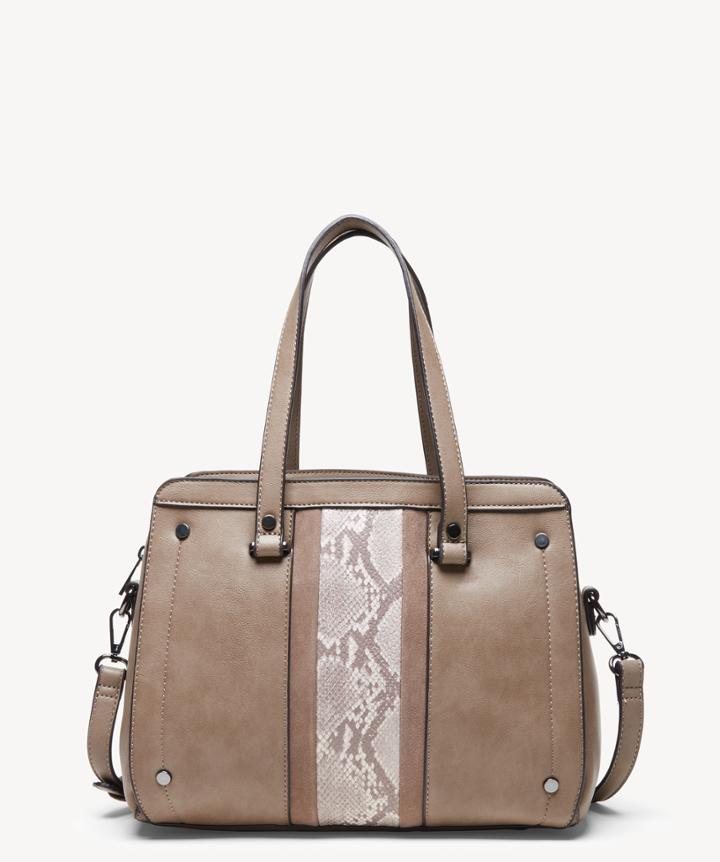 Sole Society Women's Ragna Satchel Genuine Suede Mix In Color: Mushroom Combo Bag From Sole Society