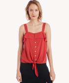 1. State 1. State Women's Tie Front Buttondown Tank Top With Ruffle In Color: Spice Size Xs From Sole Society