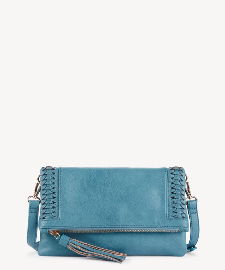 Sole Society Sole Society Tara Clutch Vegan Whipstitch Teal Leather