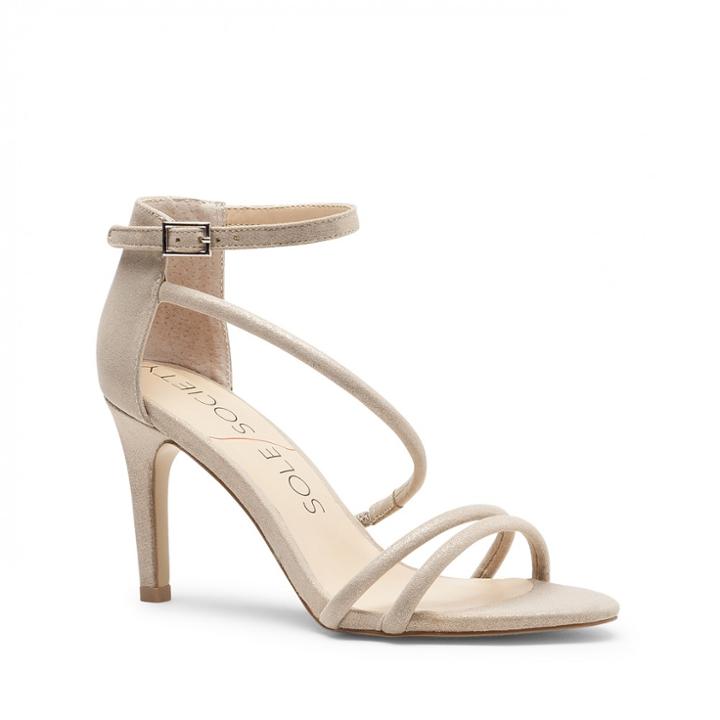 Sole Society Sole Society Algeciras Strappy Heeled Sandal - Nude Metallic