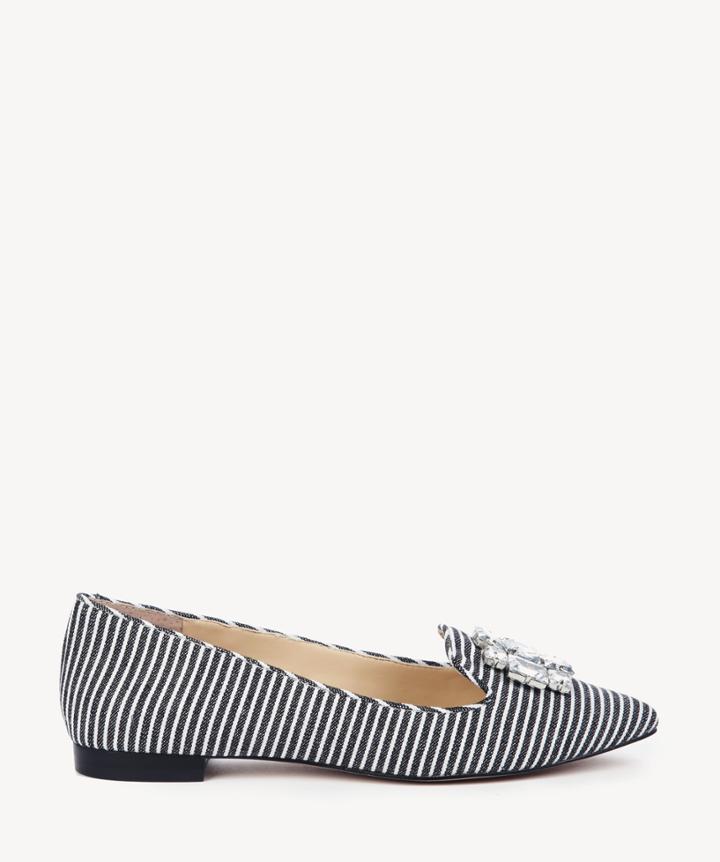 Sole Society Sole Society Libry Bejeweled Flats Black White Size 5 Fabric