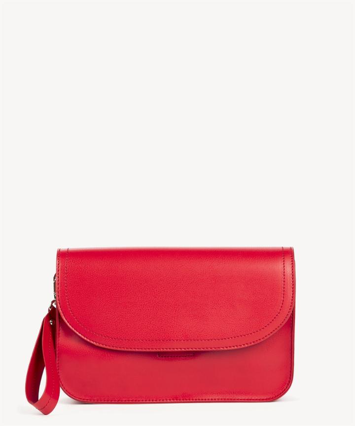 Sole Society Sole Society Tam Vegan Front Flap Wristlet Purse Lipstick Red Leather Size Os