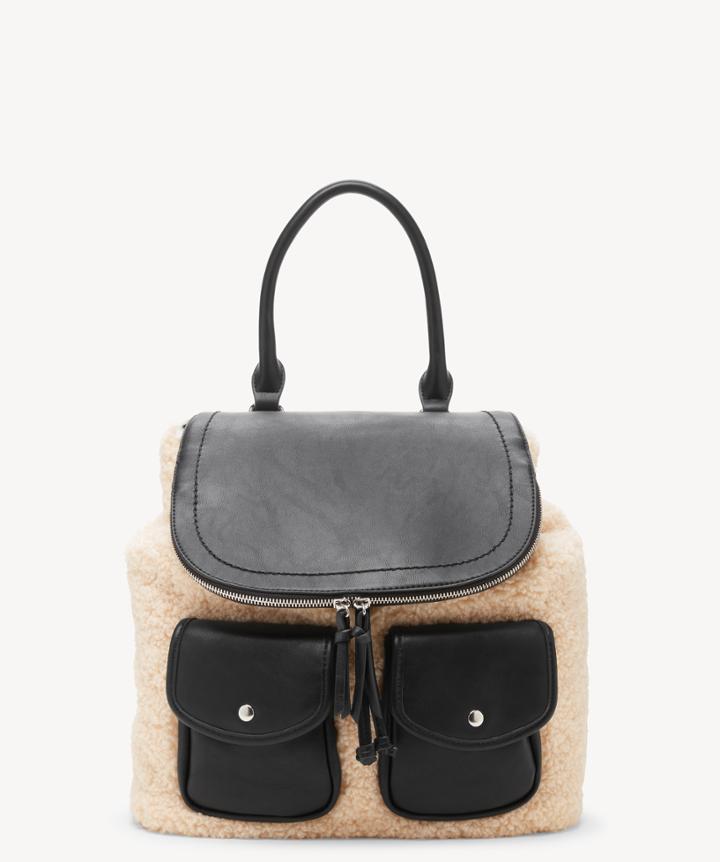 Sole Society Women's Drury Backpack Sherpa Mix Black Combo One Size Vegan Leather Sherpa From Sole Society