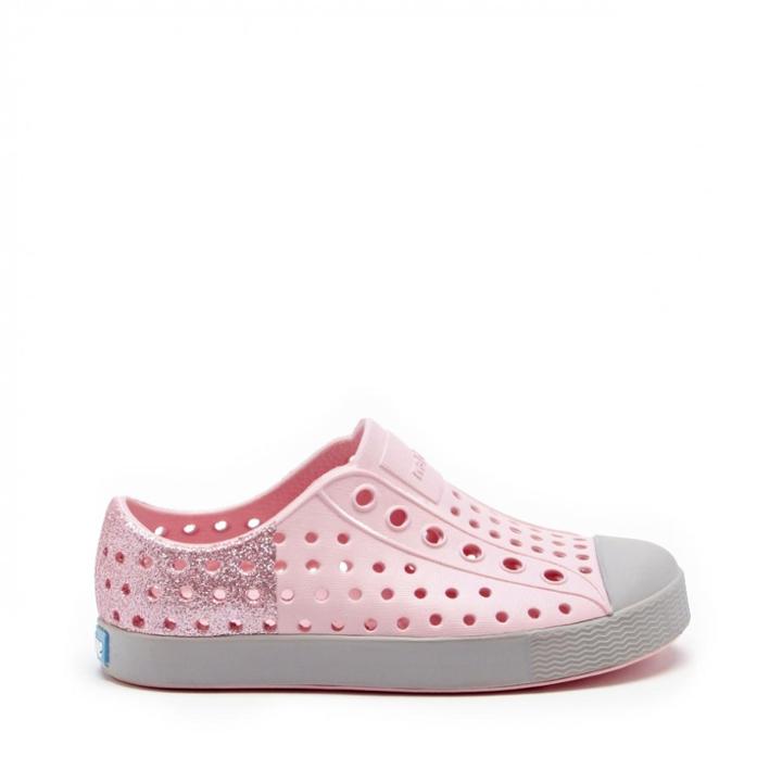 Native Native Jefferson Glitter Child Waterproof Sneaker - Princess Pink Glitter-4b