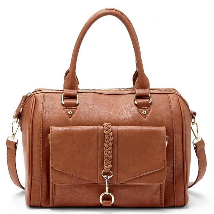 Sole Society Sole Society Bryer Vegan Satchel With Braided Detail - Brown-one Size