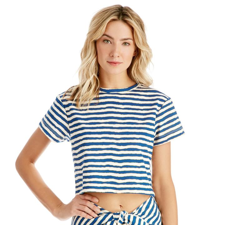 Wayf Wayf Cropped Tee - Navy Stripe