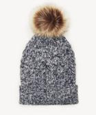 Sole Society Women's Waffle Knit Beanie Hat With Pom Detail Navy One Size Acrylic From Sole Society