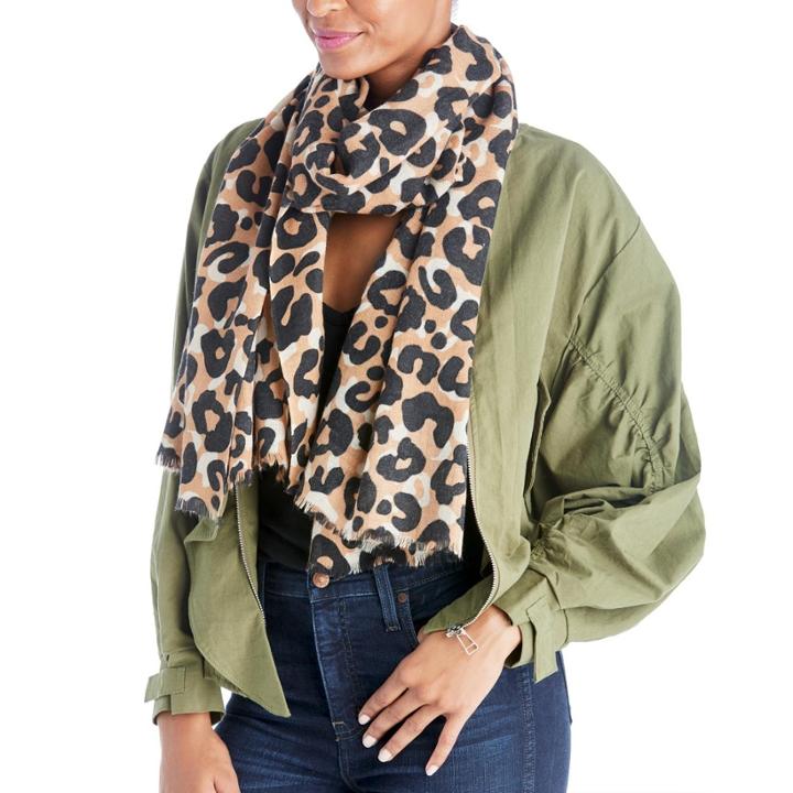 Sole Society Sole Society Cheetah Print Oversize Scarf - Brown