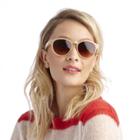 Sole Society Sole Society Heather Frosted Round Sunglasses - Silver
