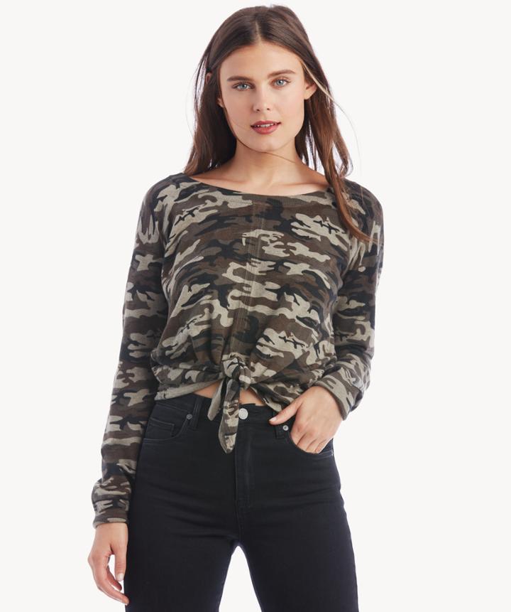 Sanctuary Sanctuary Women's Laguna Tie Front Sweater In Color: Human Nature Camo Size Xs From Sole Society