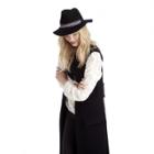 Sole Society Sole Society Wide Brim Fedora With Tribal Band - Black-one Size
