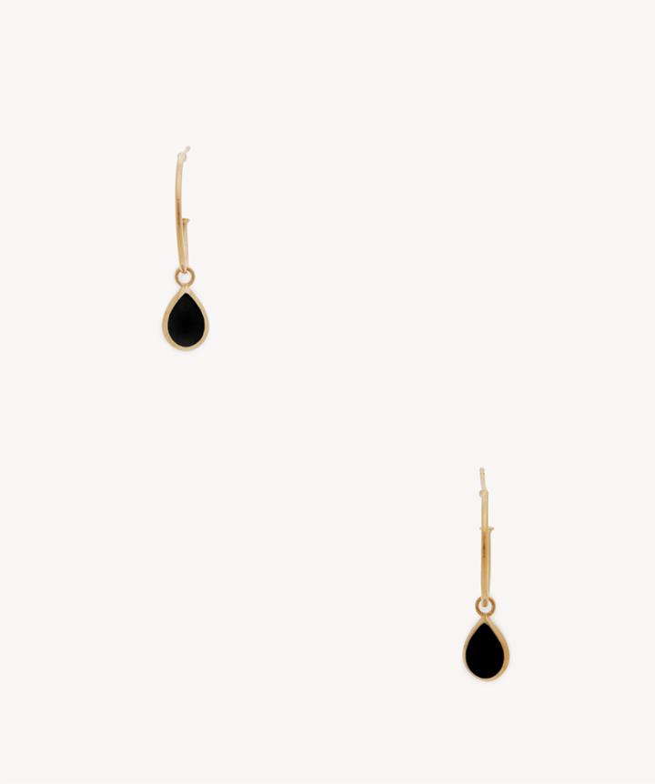 Sole Society Women's Hoop Drop Earrings 12k Soft Polish Gold/jet Size Onesize From Sole Society