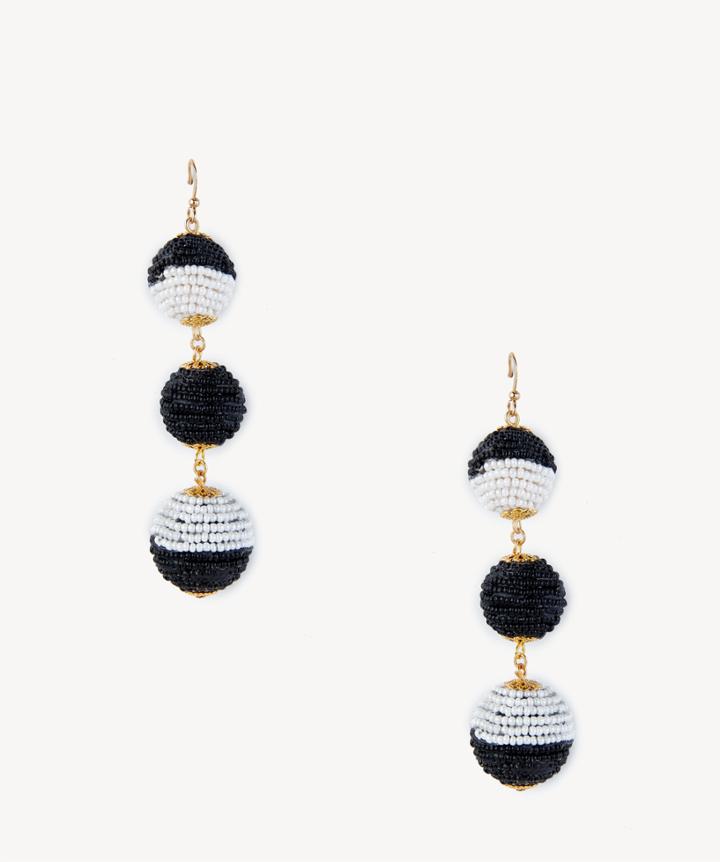 Sole Society Sole Society Beaded Triple Ball Drop Earrings Black/white One Size Os