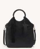 Sole Society Sole Society Day Tote Vegan Foldover Black Leather Genuine Suede