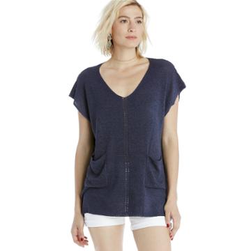 Sole Society Sole Society Lightweight Knit Tunic W/ Pockets - Denim