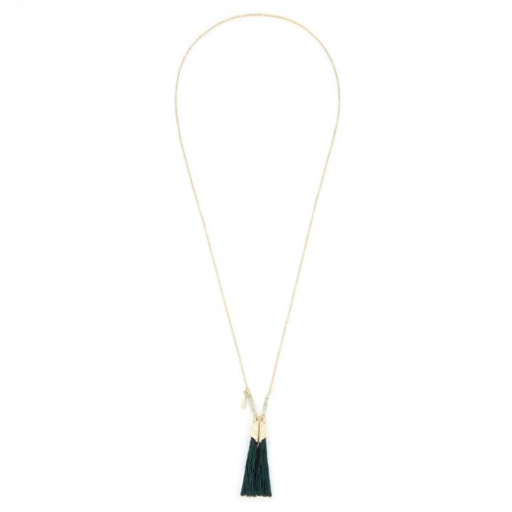 Sole Society Sole Society Charm And Tassel Necklace - Emerald-one Size