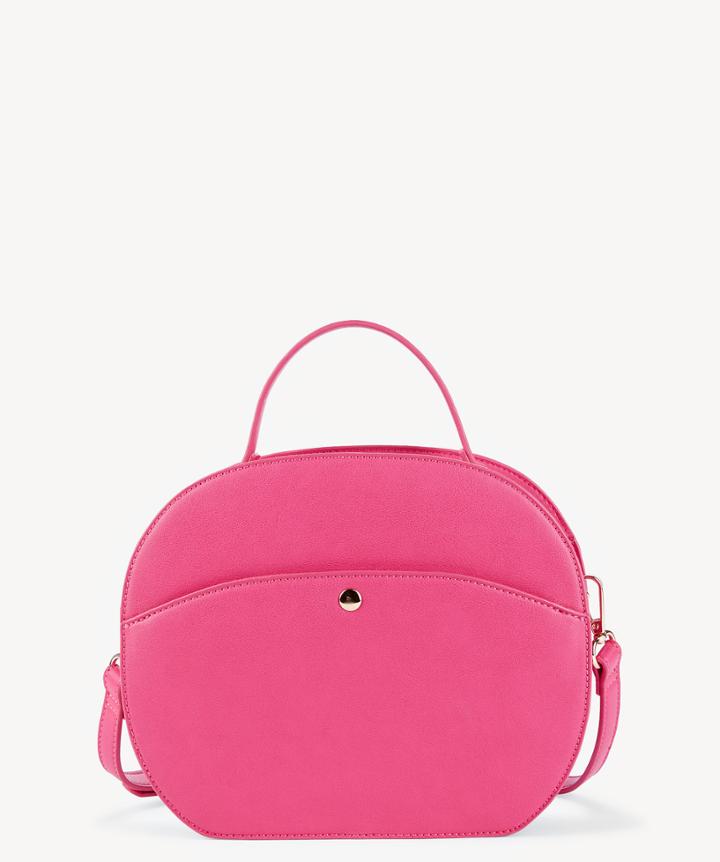 Sole Society Sole Society Elie Satchel Vegan Oval Canteen Bag Fuschia Leather