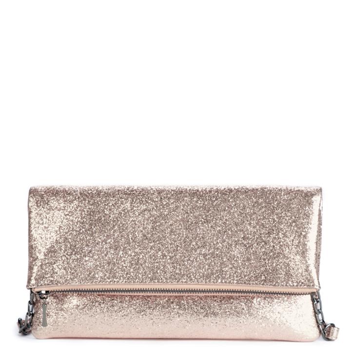 Sole Society Sole Society Maci Crinkle Foldover Clutch - Rose Gold