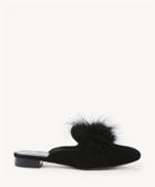 Sole Society Sole Society Cleona Feather Pom Slides Black Size 5.5 Suede