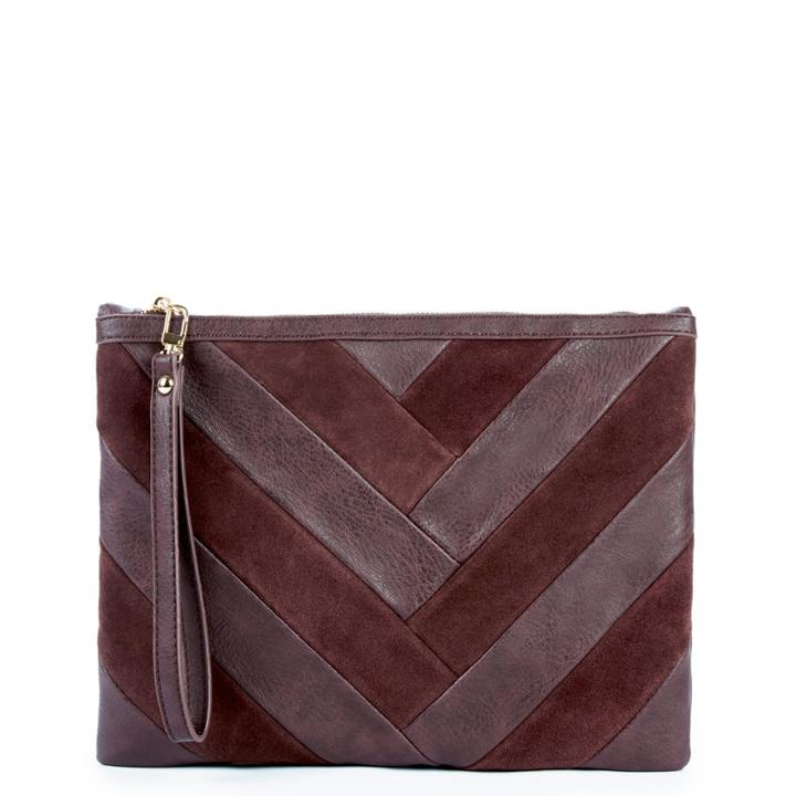 Sole Society Sole Society Shery Mixed Material Pouch - Oxblood