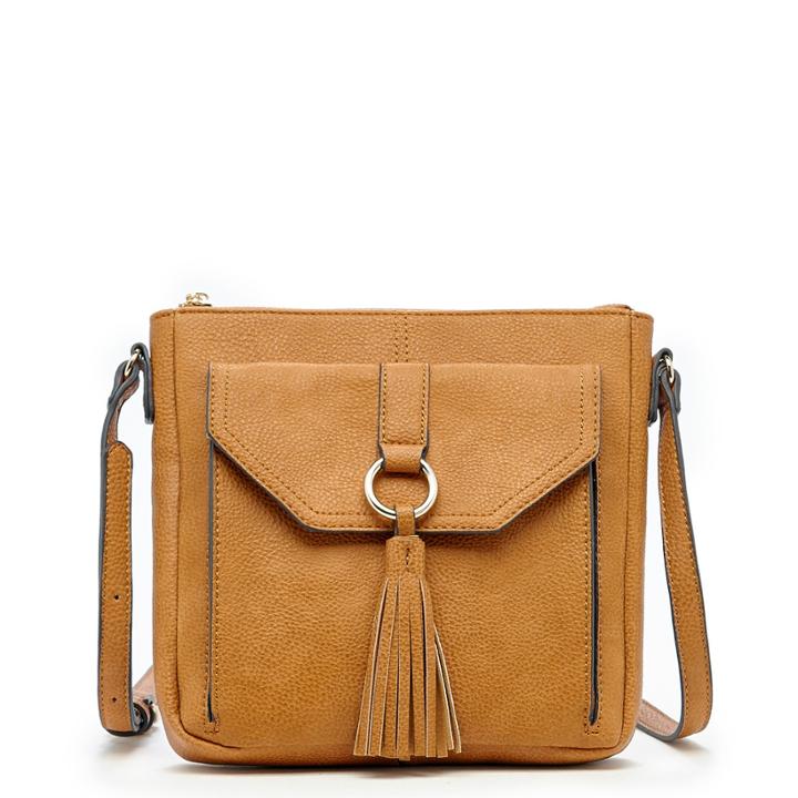 Sole Society Sole Society Chaney Flat Crossbody With Tassels - Cognac