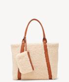 Sole Society Women's Drury Tote Sherpa Mix Cognac Combo Vegan Leather Sherpa From Sole Society