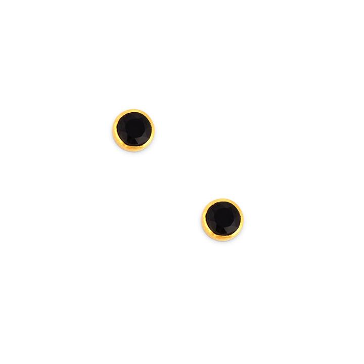 Karen London Karen London 24k Gold Plated Stone Studs - Black Onyx