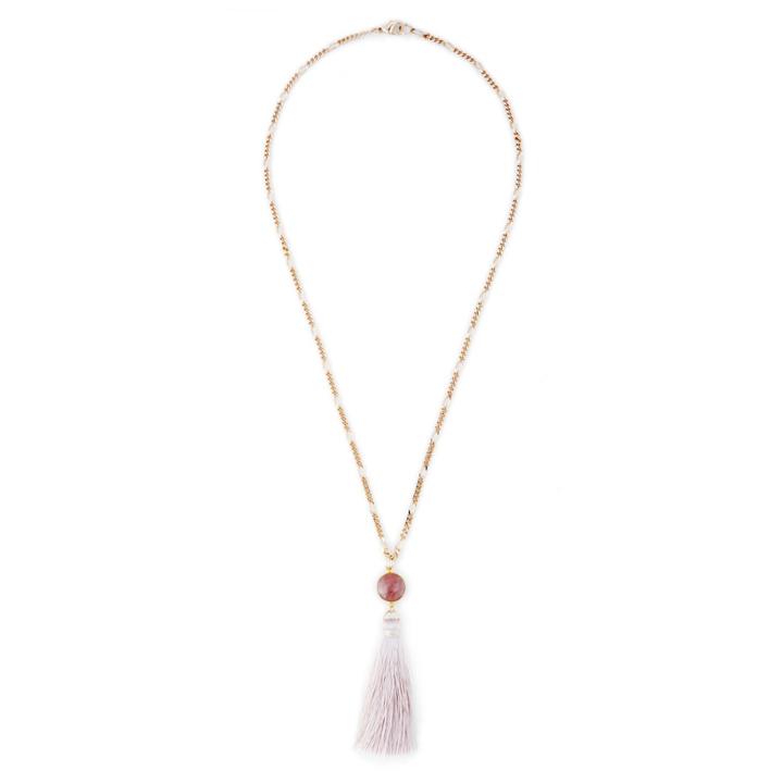 Sole Society Sole Society Plated Natural Stone Tassel Necklace - Nude Combo