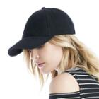Sole Society Sole Society Denim Baseball Cap With Faux Leather Tab - Black