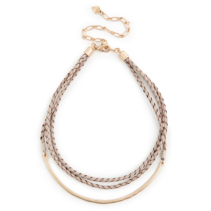 Sole Society Sole Society Braided Leather Necklace - Taupe