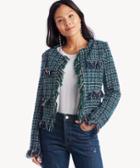 J.o.a. J.o.a. Women's Tweed Fringe Mini Jacket In Color: Navy Size Xs From Sole Society