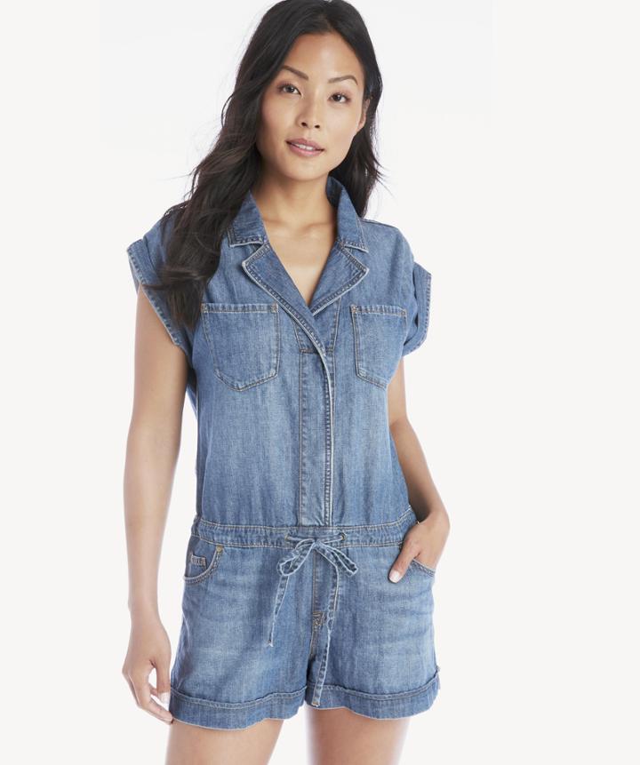 Sanctuary Sanctuary Women's Scout Denim Romper In Color: Skyla Wash Size Xs From Sole Society